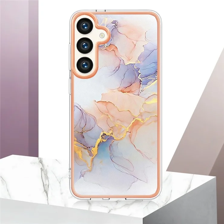 For Samsung Galaxy S24+ Case with IMD Marble Flower Pattern TPU Mobile Back Cover - Milky Way Marble White