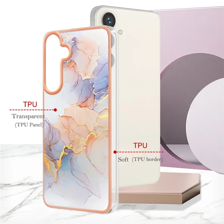 For Samsung Galaxy S24+ Case with IMD Marble Flower Pattern TPU Mobile Back Cover - Milky Way Marble White