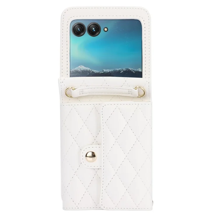For Motorola Razr 40 Ultra 5G Card Slots Case PU Leather+PC Crossbody Phone Cover - White
