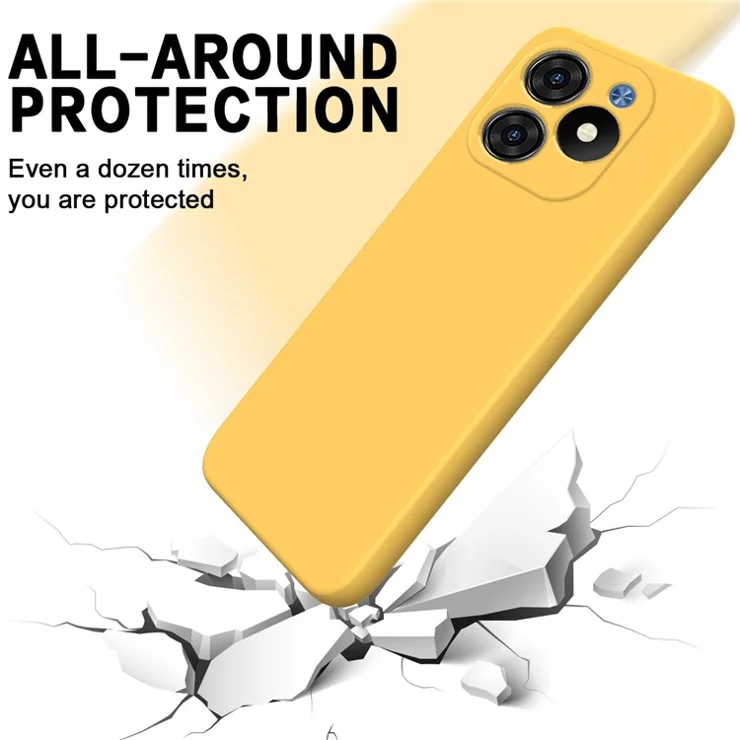 For itel S23+ Case Liquid Silicone Soft Lining Anti-Scratch Cover with Strap - Yellow