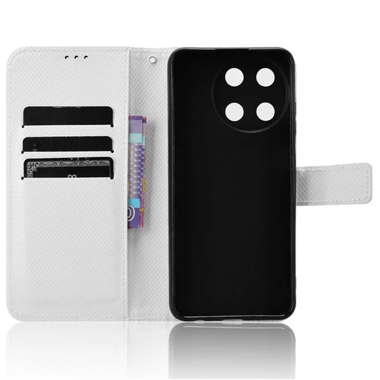 For Realme 11 4G (159.9x73.3x7.95mm) Phone Case PU Leather Wallet Flip Folio Cover - White