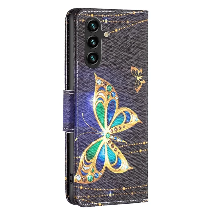 For Samsung Galaxy A35 5G Leather Case Pattern Printing Phone Wallet Cover - Jewelry Butterfly