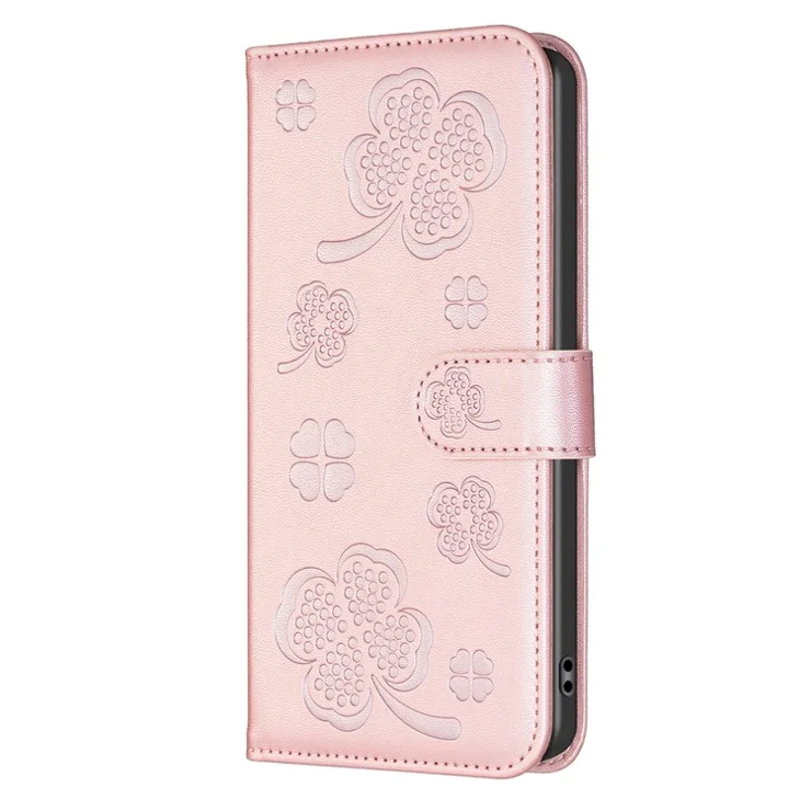 For Honor 90 Case Clover Pattern PU Leather Foldable Stand Phone Wallet Cover - Pink