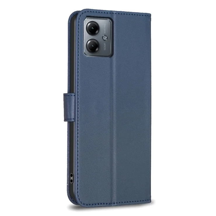 For Motorola Moto G14 4G PU Leather Wallet Case Stand Clover Pattern Phone Cover - Blue