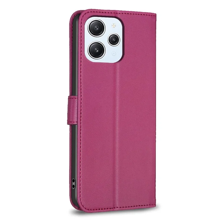 For Xiaomi Redmi 12 4G Wallet Flip Cover PU Leather Clover Imprinted Folio Phone Case - Rose