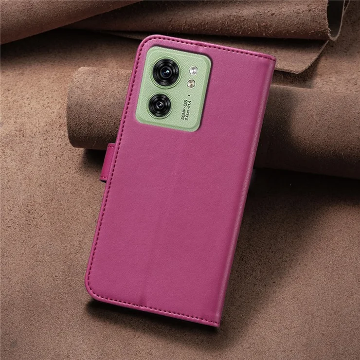 For Motorola Edge 40 5G Wallet Case PU Leather Imprinted Clover Protective Flip Phone Case - Rose