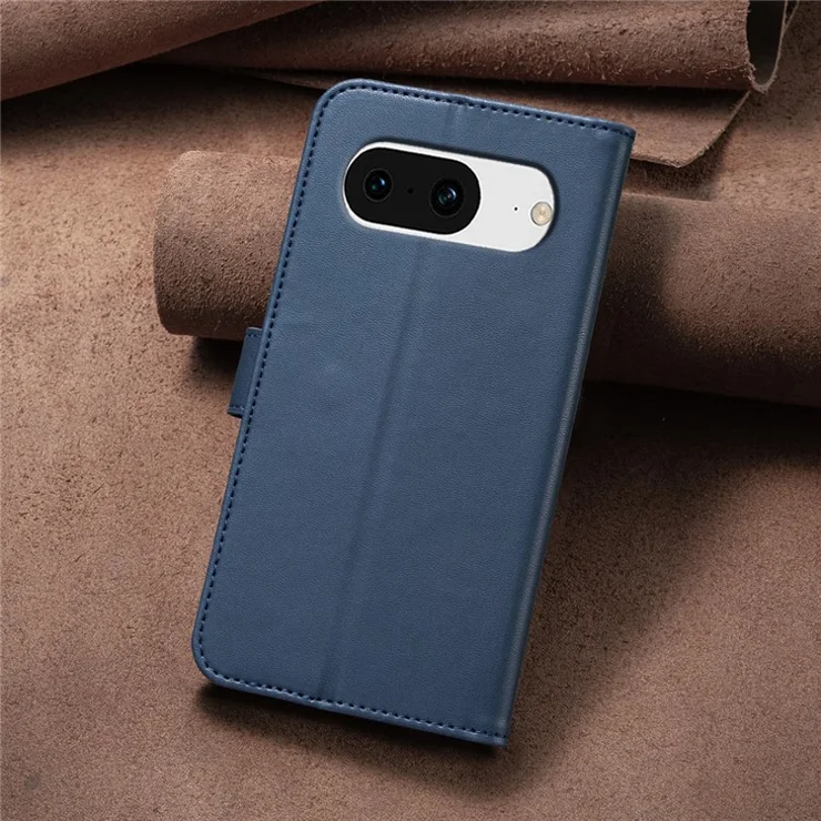 For Google Pixel 8 Clover Leather Case Wallet Flip Folio Phone Cover - Blue