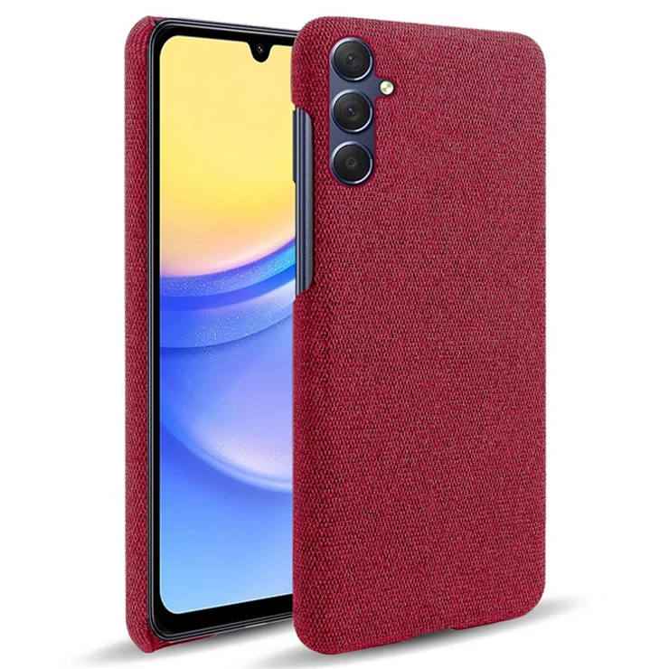 For Samsung Galaxy A15 5G Case Slim-fit Shockproof Cloth+PC Smartphone Cover - Red