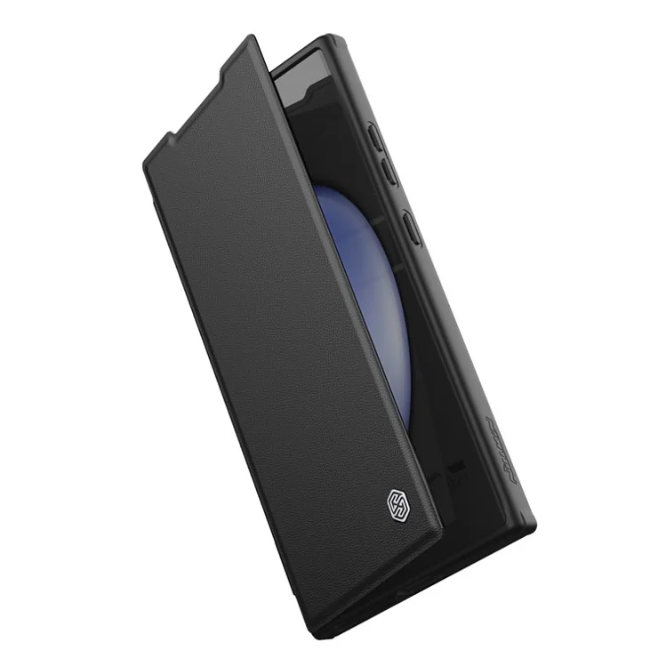 NILLKIN Qin Prop Series for Samsung Galaxy S24+ Leather Case Kickstand Card Holder Phone Cover - Litchi Texture / Black
