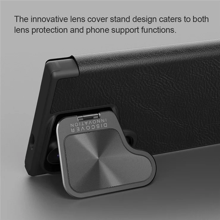 NILLKIN Qin Prop Series for Samsung Galaxy S24+ Leather Case Kickstand Card Holder Phone Cover - Litchi Texture / Black