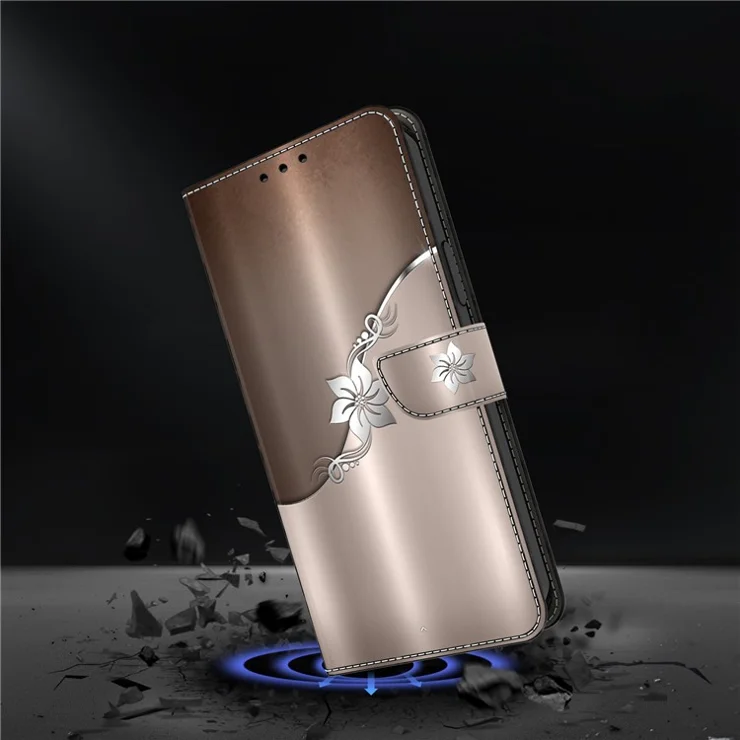 For Xiaomi 14 Wallet Case 3D Pattern PU Leather Stand Phone Cover - Silver Flower