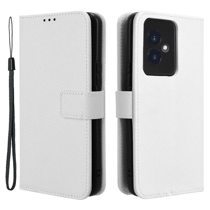 For Honor 100 5G Wallet Case PU Leather Stand Magnetic Clasp Phone Cover - White