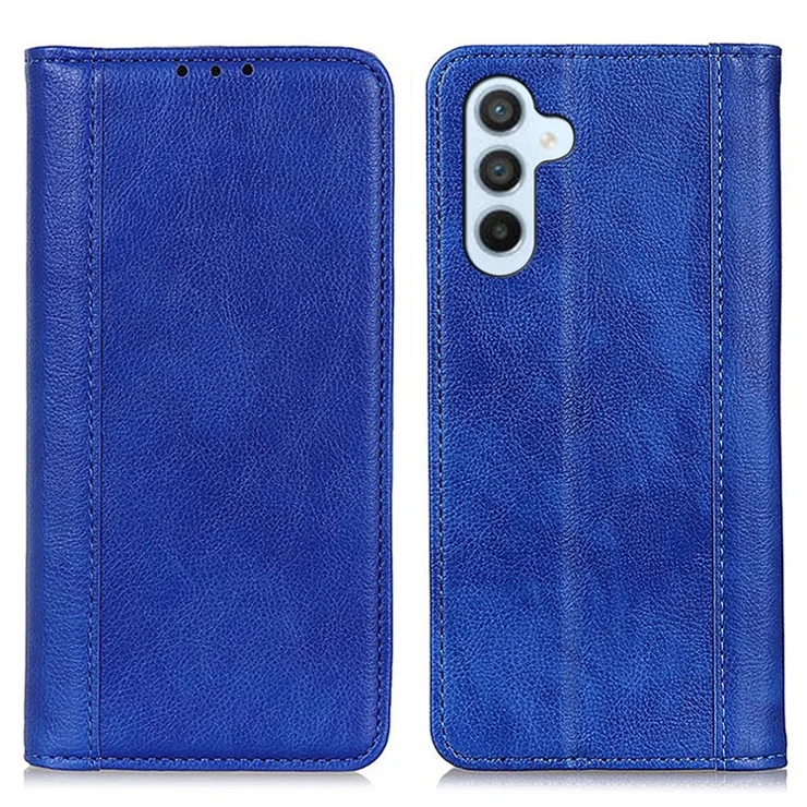 For Samsung Galaxy A35 5G Magnetic Case Shockproof Split Leather Phone Stand Cover - Blue