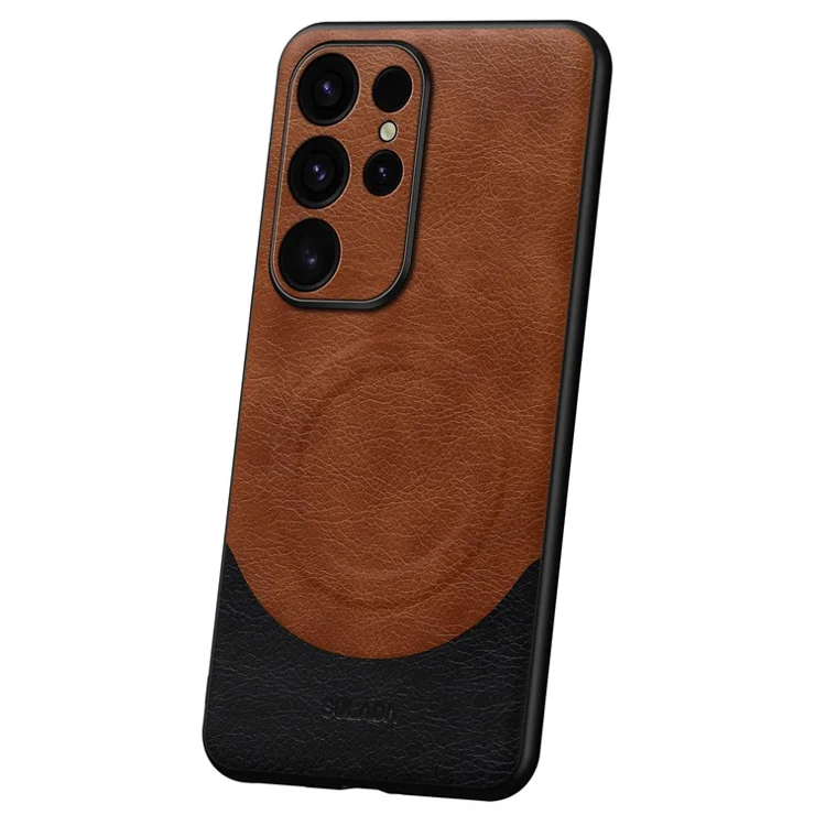 SULADA Magnetic Series for Samsung Galaxy S24 Ultra Case Leather Coating Protective Cover Compatible with MagSafe - Brown