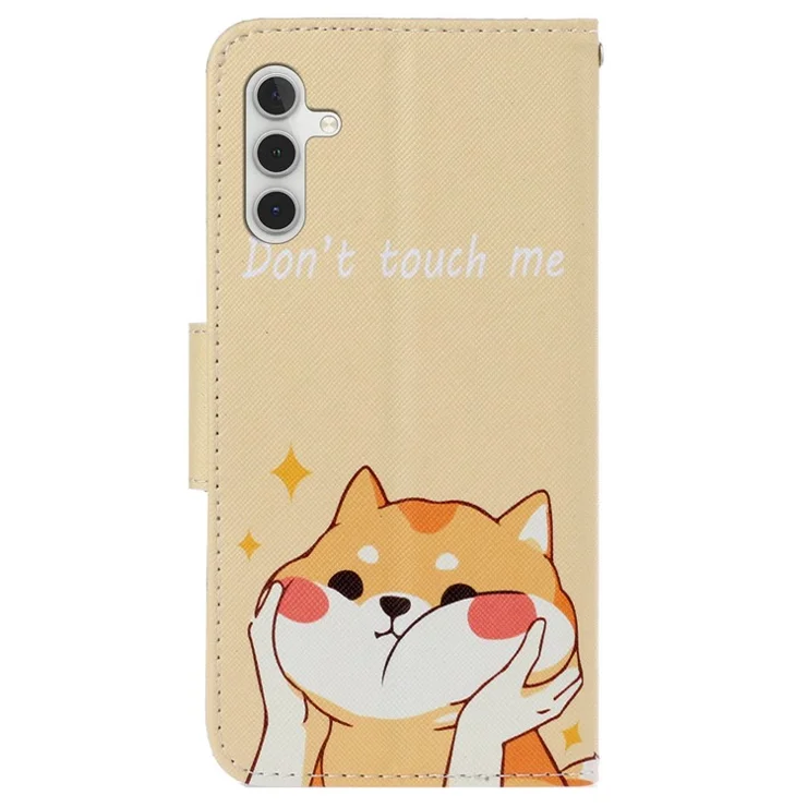 For Samsung Galaxy A15 5G Case PU Leather Pattern Printing Wallet Phone Cover with Strap - Akita Dog