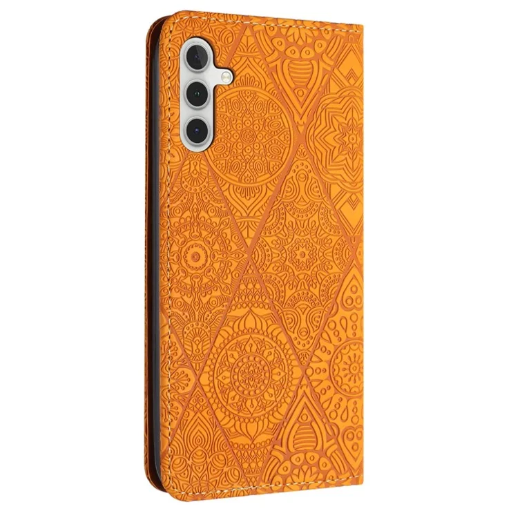 For Samsung Galaxy A15 5G Case Wallet Stand Imprinted Phone Cover - Yellow