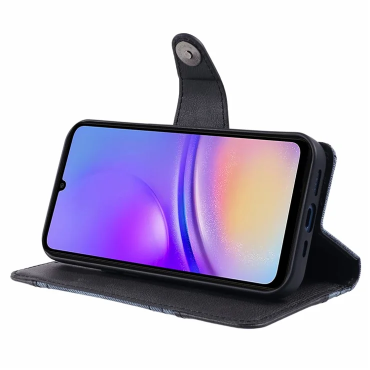 For Samsung Galaxy A34 5G Phone Case Leather Splicing Design Wallet Phone Cover - Black