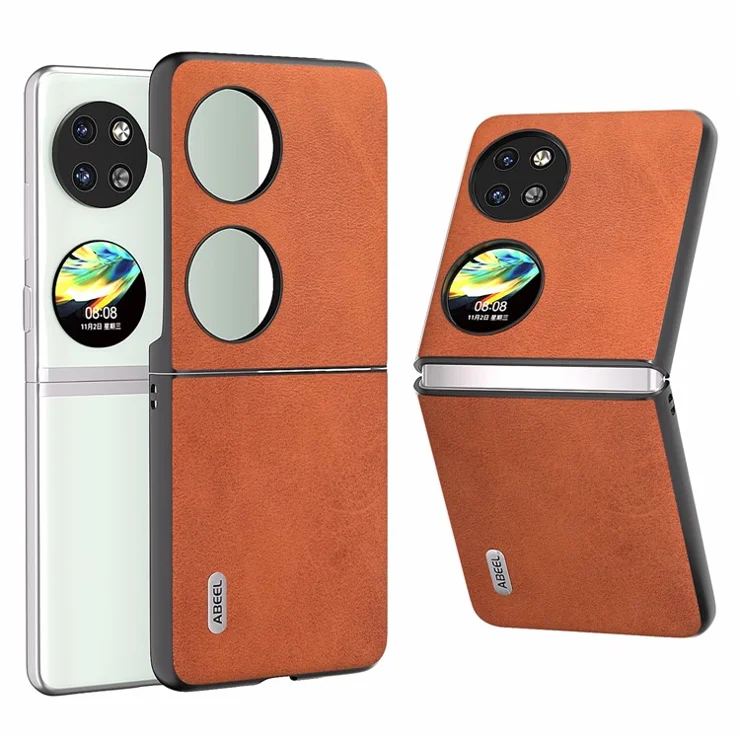ABEEL For Huawei Pocket 2 Phone Case PU Leather+PC Anti-Scratch Cover - Brown