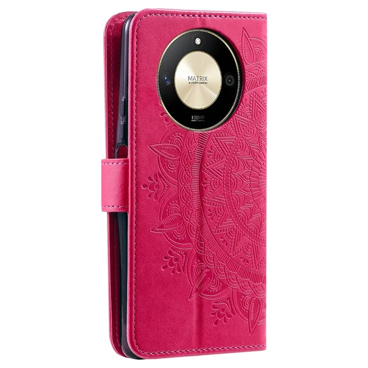 For Honor X9b 5G / Magic6 Lite 5G / X50 Case Mandala Flower Stand Wallet Leather Cover - Rose