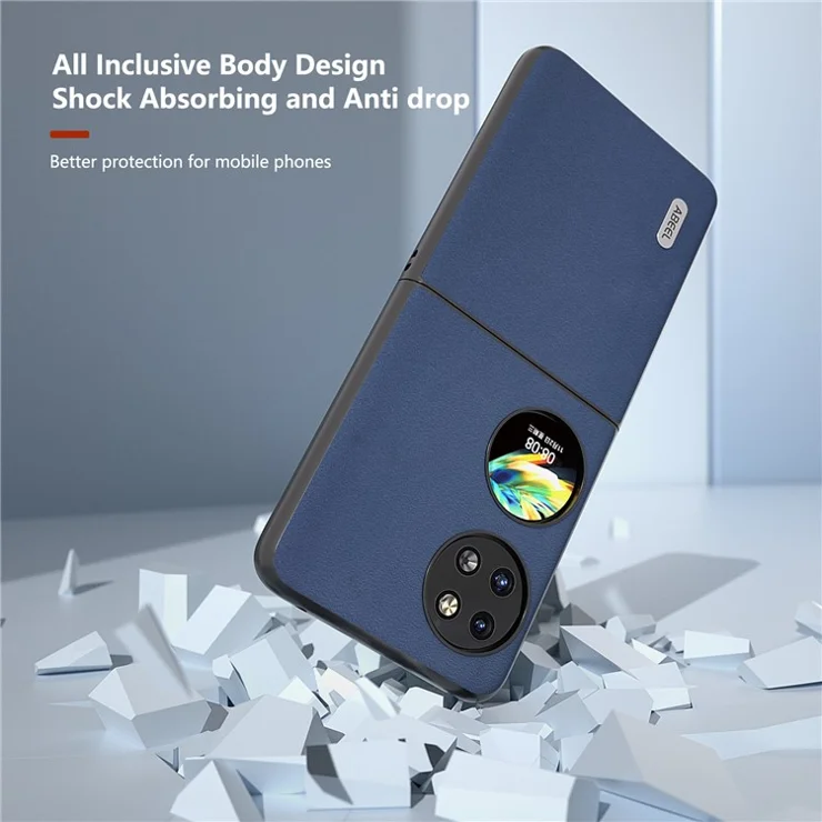ABEEL For Huawei Pocket 2 Back Case Genuine Cow Leather Nappa Texture Cover - Blue