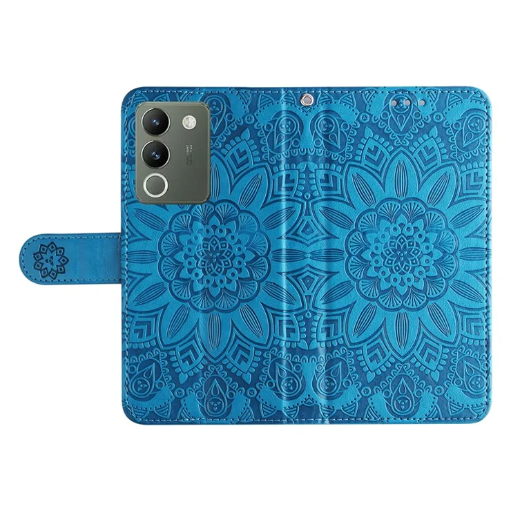 For vivo Y200 (India) 5G / V29e (Global) 5G Wallet Leather Case Sunflower Phone Cover - Red