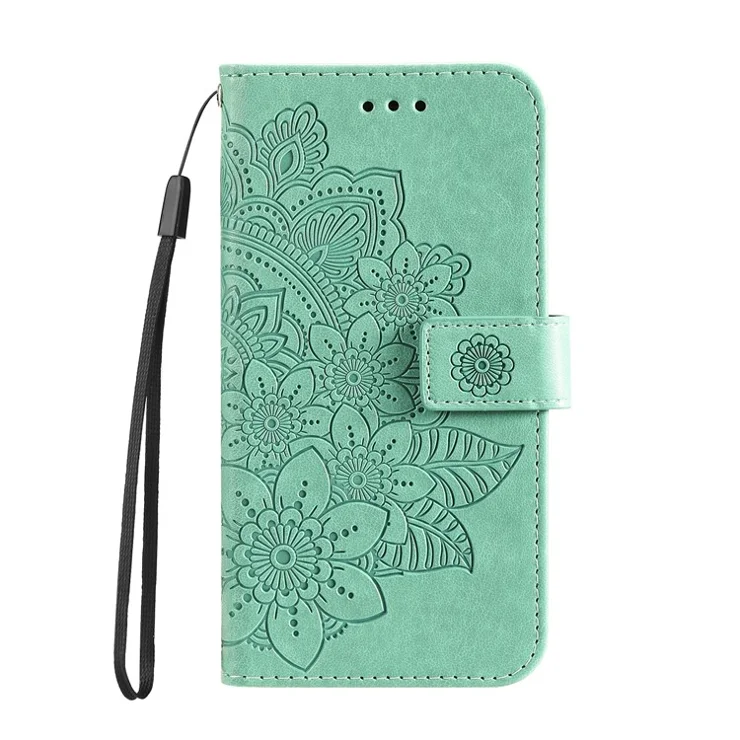 For Google Pixel 8a Case Floral Pattern PU Leather Wallet Stand Phone Cover - Green