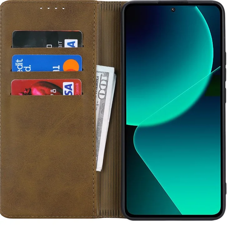 For Xiaomi 13T / 13T Pro / Redmi K60 Ultra Case Strong Magnetic Leather Cover - Dark Green