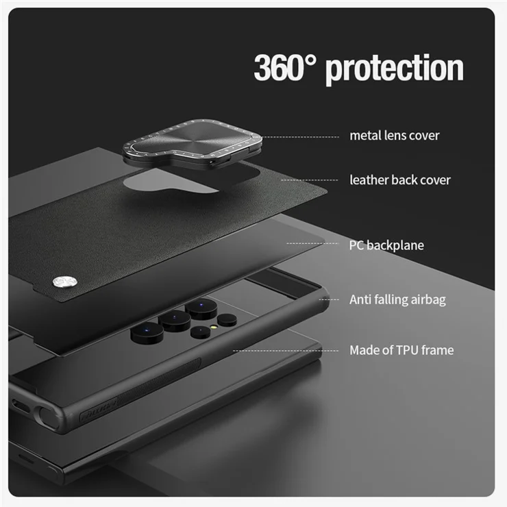 NILLKIN CamShield Prop For Samsung Galaxy S24 Ultra Case with Sliding Camera Cover Drop Protection - Green