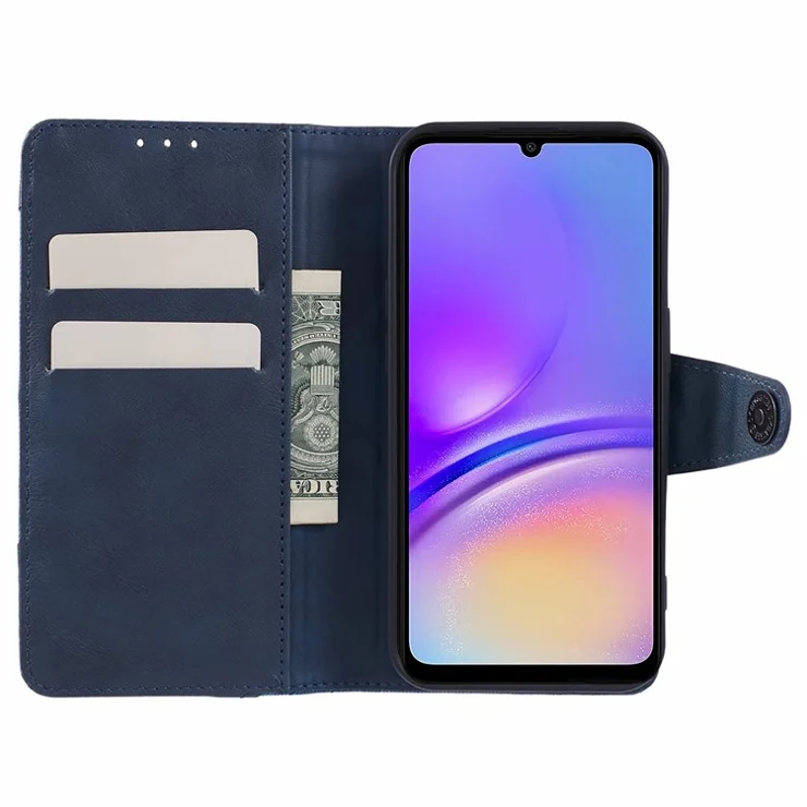For Samsung Galaxy A53 5G Wallet Phone Case Splicing PU Leather Phone Cover Shell - Dark Blue