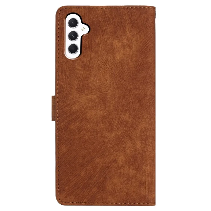 For Samsung Galaxy A35 5G Leather Card Holder Case Solid Color Skin-Feel Phone Cover - Brown