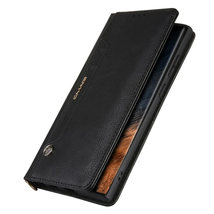 CMAI2 For Samsung Galaxy S22 Ultra 5G Case Drop-proof PU Leather Stand Phone Protector - Black