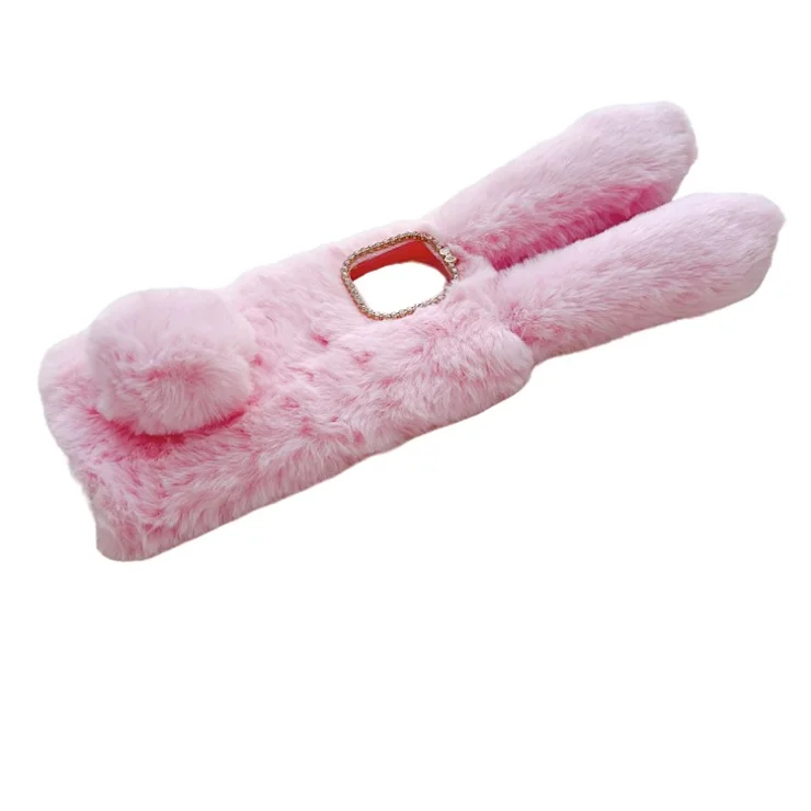 For Motorola Moto G Stylus (2023) Cell Phone Case 3D Bunny Ears Furry Hairball TPU Back Cover - Brown