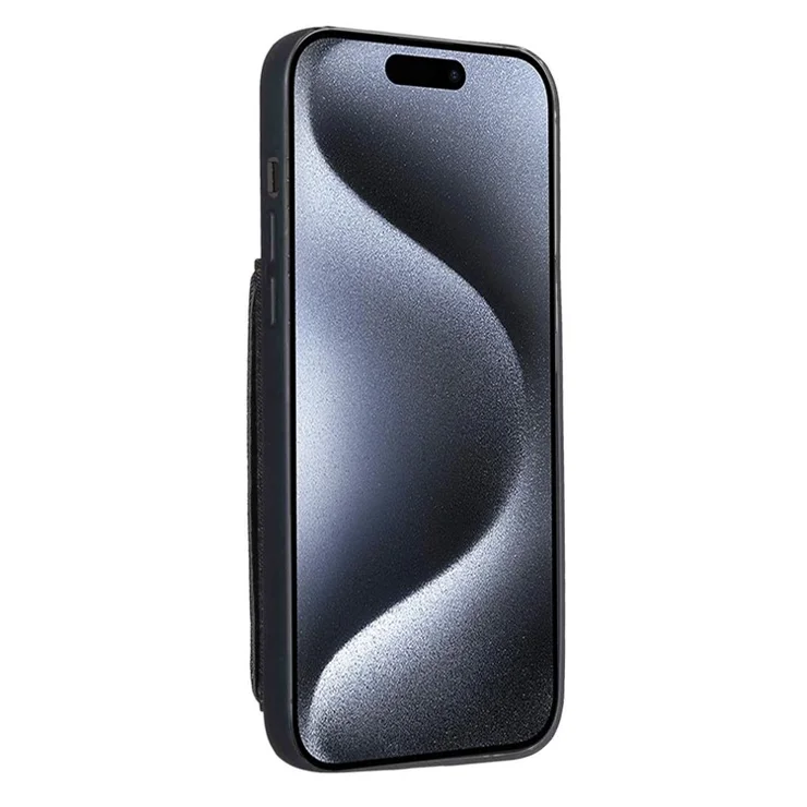 For iPhone 15 Pro Max Wallet Case with Card Holder Two-Piece Jeans Cloth Style Phone Cover - Blue