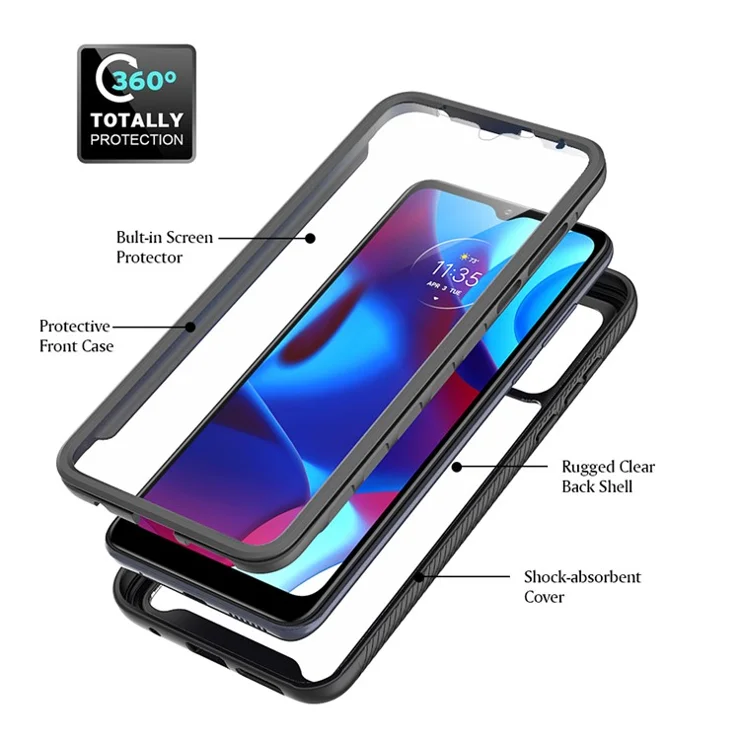 For Motorola Moto G Play (2023) 4G / G Power (2022) / G Pure Case PC+TPU Cover with PET Screen Film - Red