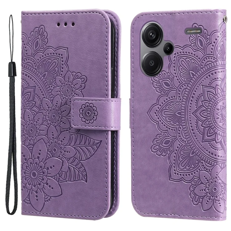 For Xiaomi Redmi Note 13 Pro+ 5G Case Floral Pattern PU Leather Wallet Stand Phone Cover - Purple