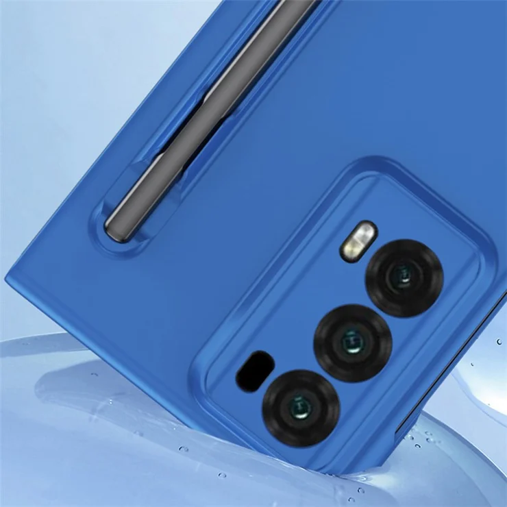 For Honor Magic V2 5G Skin-touch Phone Case with Tempered Glass Film and Stylus - Dark Blue