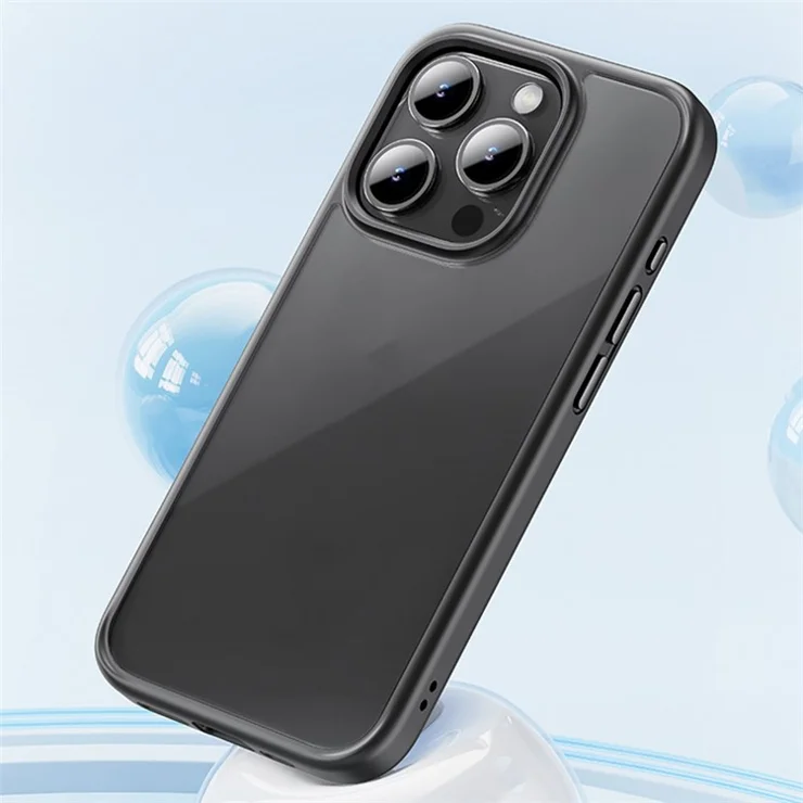 ROCK For iPhone 15 Pro Case TPU+PC Scratch-resistant Transparent Panel Phone Back Cover - Black
