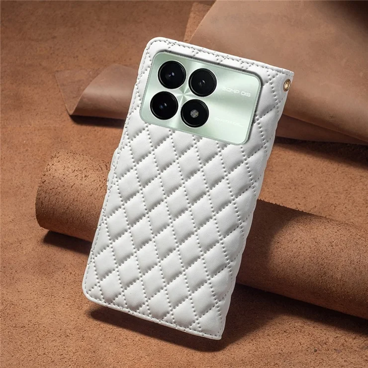 BINFEN COLOR BF Style-15 For Xiaomi Poco F6 Pro 5G / Redmi K70 5G / K70 Pro 5G Leather Case Phone Flip Cover with Zipper Wallet - White