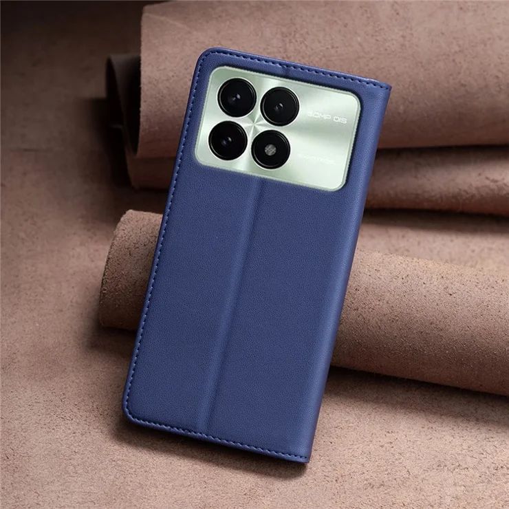 BINFEN COLOR BF18 For Xiaomi Poco F6 Pro 5G / Redmi K70 5G / K70 Pro 5G Case Stand PU Leather Flip Cover with 3 Card Slots - Blue