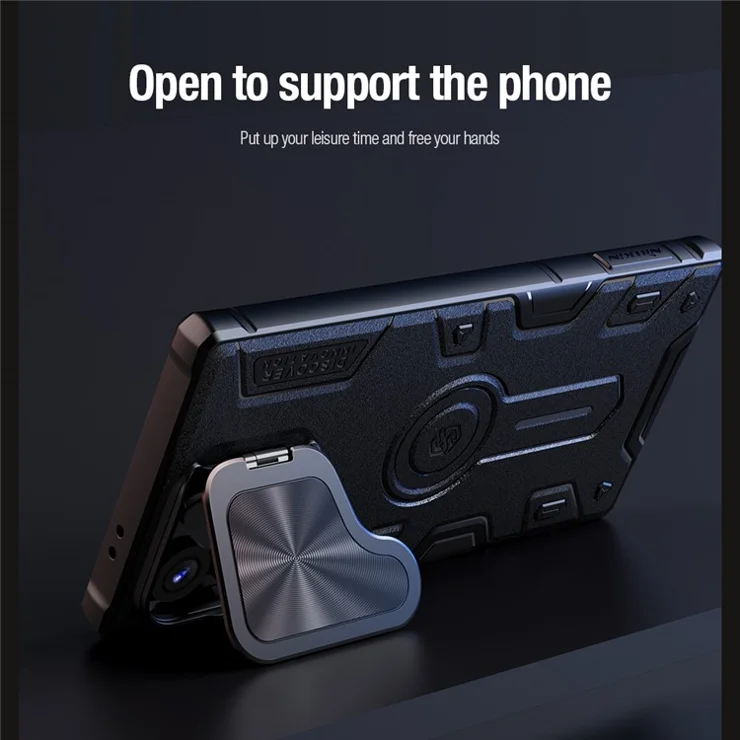 NILLKIN CamShield Armor Prop Case for Samsung Galaxy S24 Ultra Camera Lid PC+TPU Cover Compatible with MagSafe - Blue