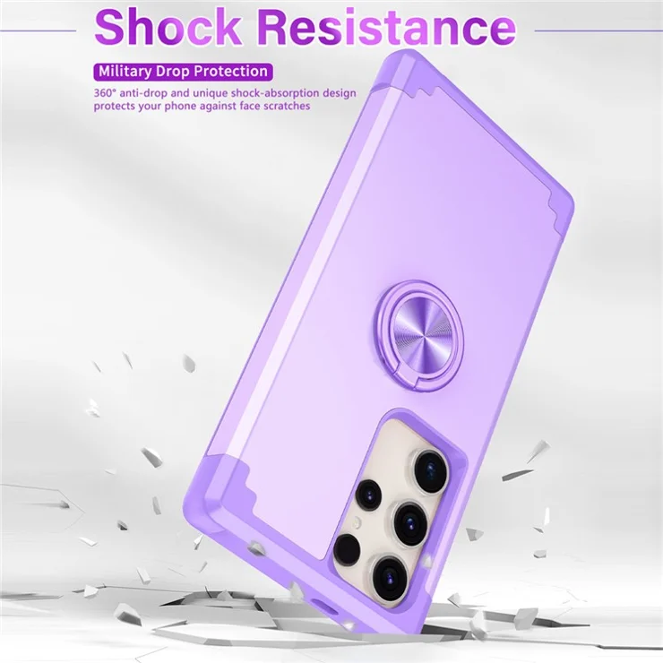 For Samsung Galaxy S24 Ultra Back Case with Kickstand PC+TPU Anti-drop Cover Protector - Purple