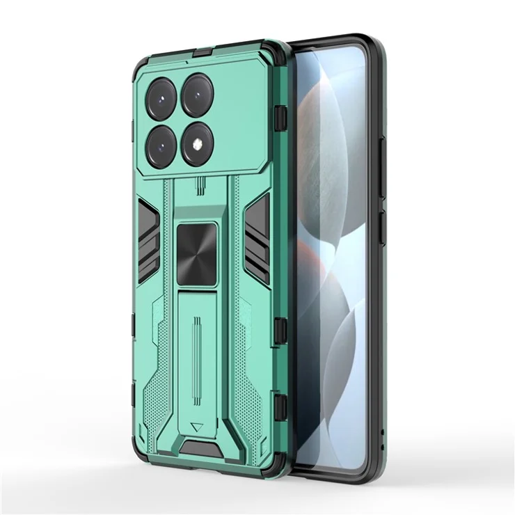 For Xiaomi Redmi K70E 5G / Poco X6 Pro 5G Kickstand Cover Dual Layer Hard PC Soft TPU Shockproof Case - Green