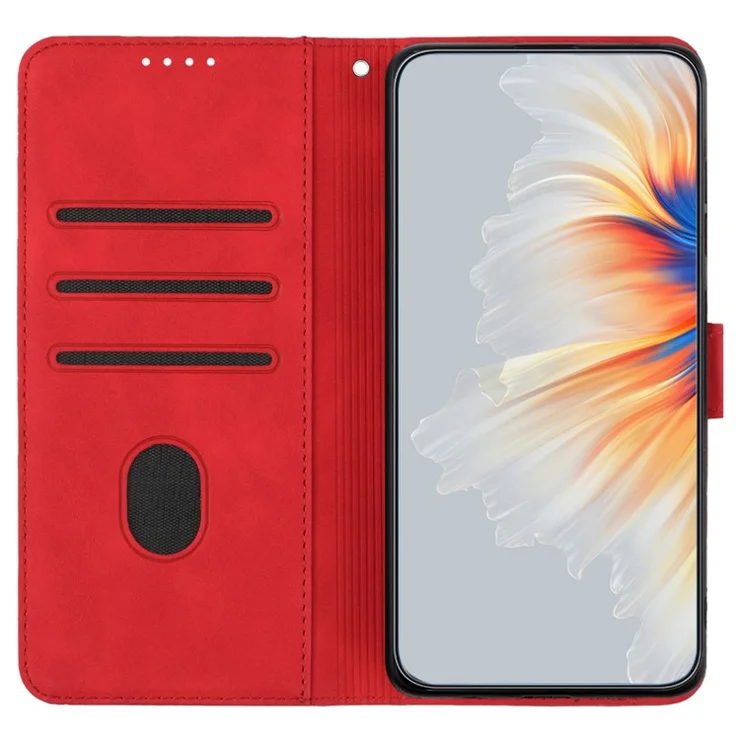 For Xiaomi 14 Pro Leather Wallet Case YX0030 Smile Series Card Holder Full Protection Cover - Red