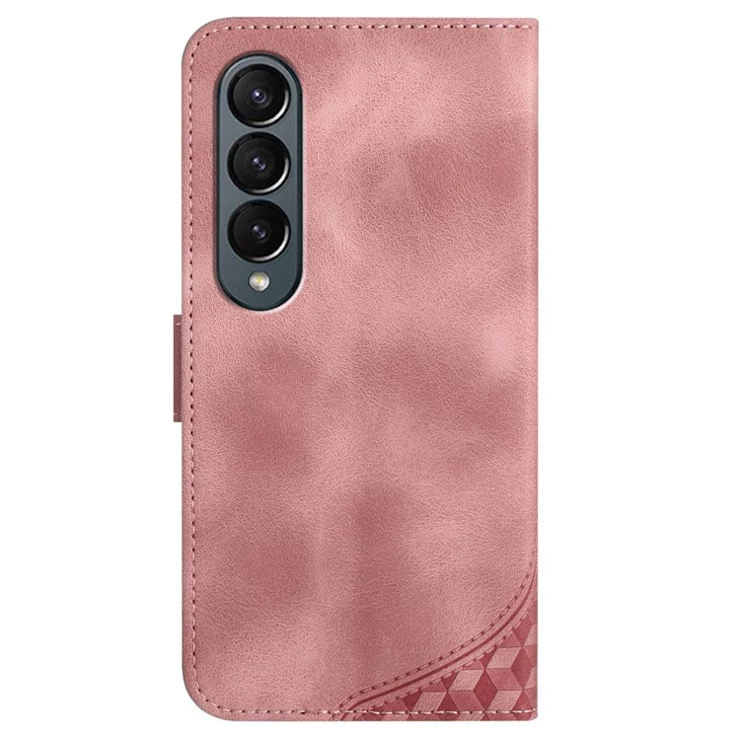 YX0060 For Samsung Galaxy Z Fold4 5G Leather Case Wallet with Folding Stand - Pink