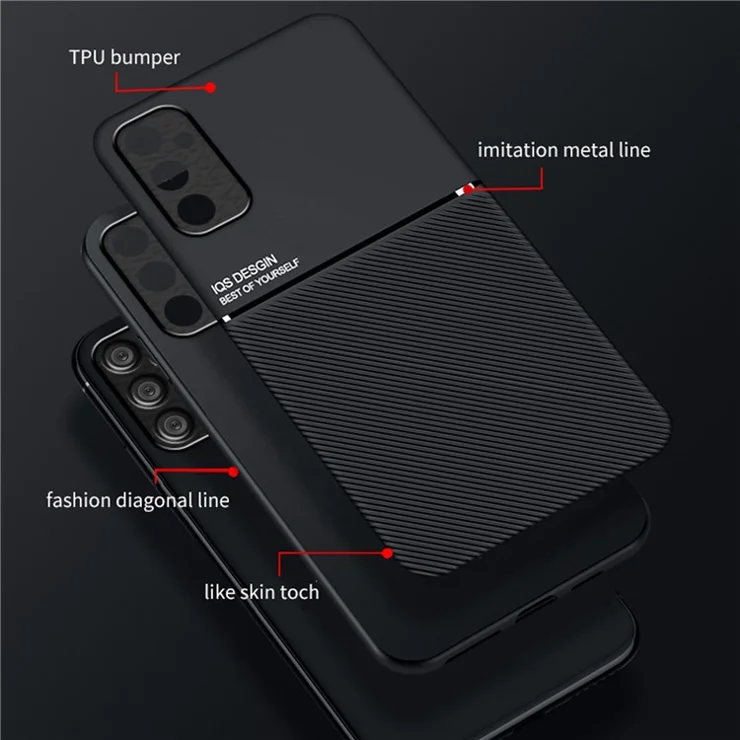For Samsung Galaxy A05s 4G Case Lines Imprinted Cover with Magnetic Holder Metal Sheet - Red