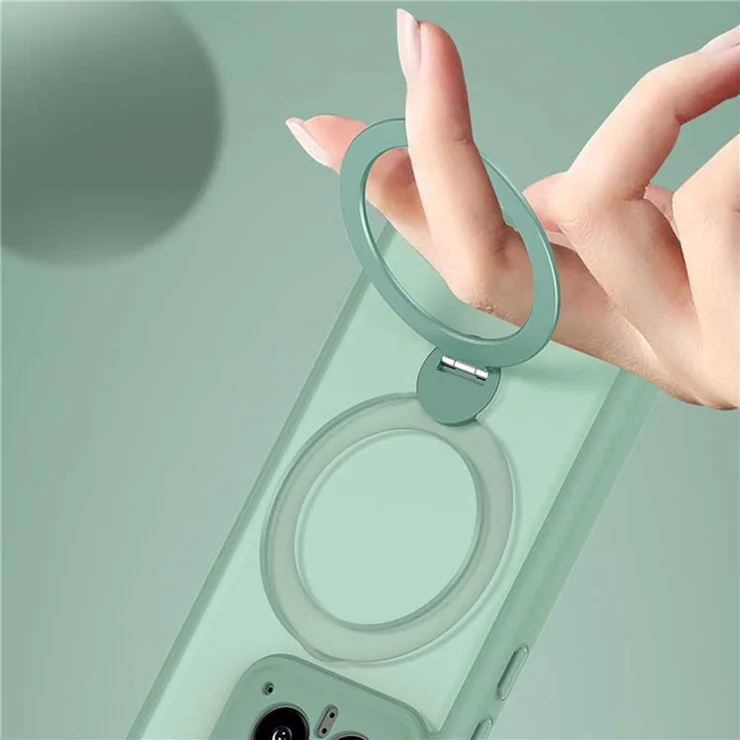 For Xiaomi 14 Pro Magnetic Case PC+TPU Phone Cover Ring Holder Kickstand - Grey