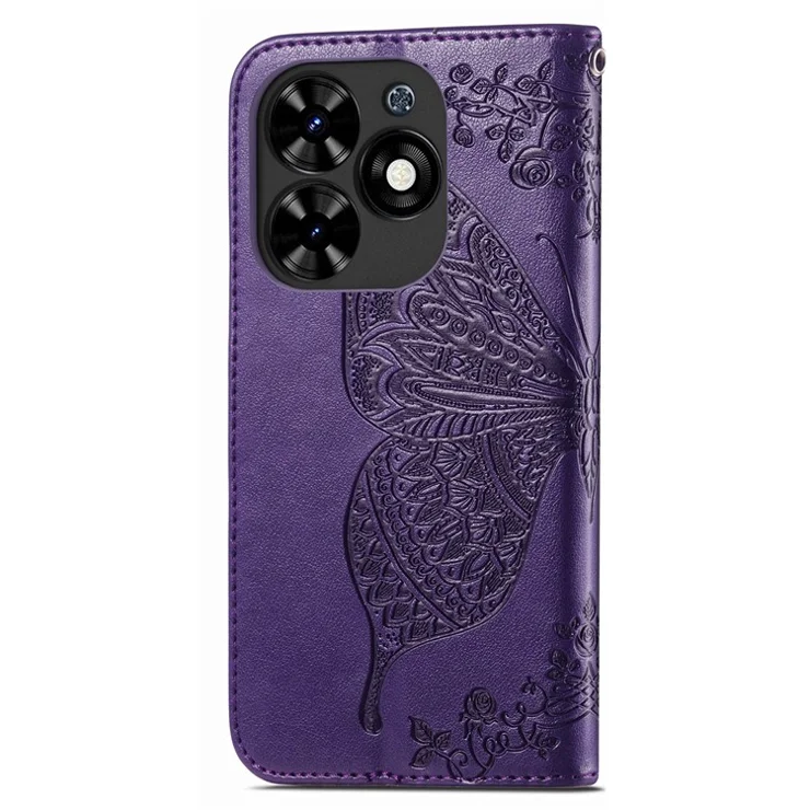 For TECNO Spark Go 2024 4G Case Imprinted PU Leather Flip Phone Cover - Dark Purple