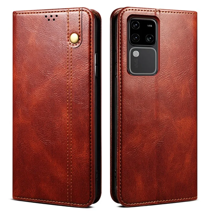 For vivo S18 Pro 5G Case TPU+PU Leather Magnetic Wallet Phone Cover - Brown