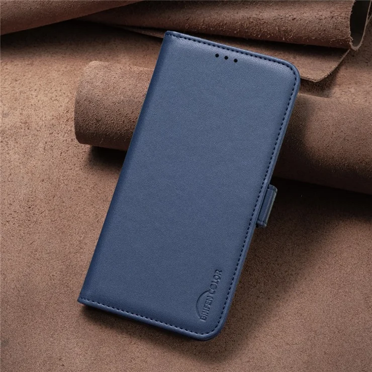 BINFEN COLOR BF31 For Oppo A78 4G Case with Wallet Stand PU Leather Flip Phone Cover - Blue