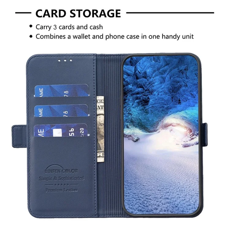 BINFEN COLOR BF31 For Nokia G42 / G310 Case with Wallet Stand PU Leather Flip Phone Cover - Blue